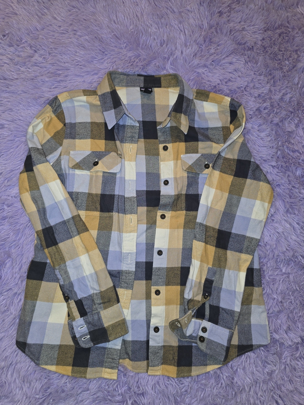Patagonia Plaid Button-Down Shirt - Yellow, Light Purple & Cream